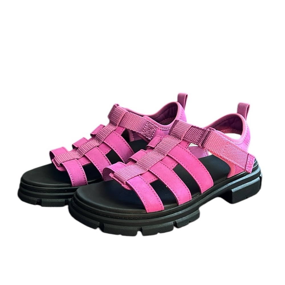New UGG Ashton Multistrap Chunky Sandals Girls Size 4 (Youth) in Pink - Picture 2 of 14
